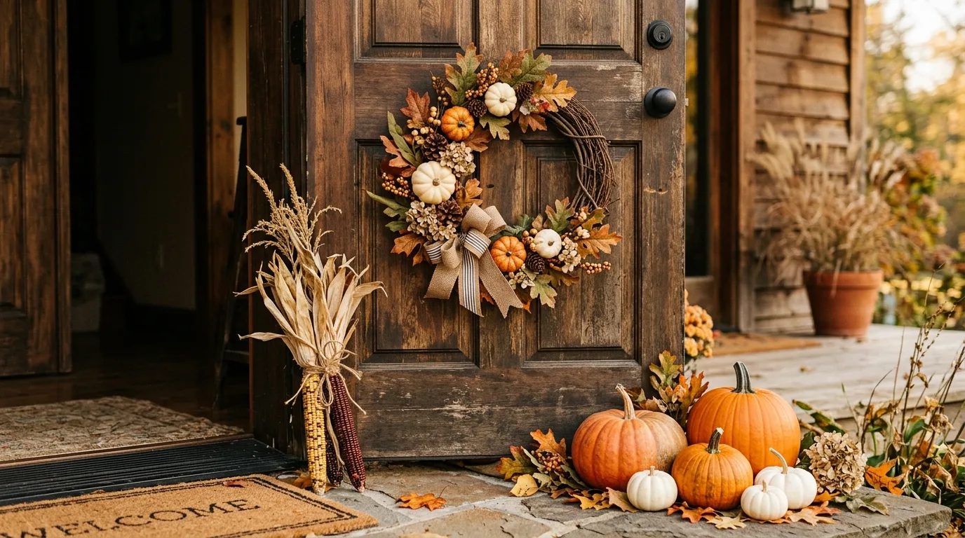Use layered pumpkins instead of one single cluster inspiration for a fall porch.